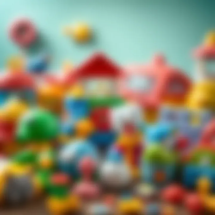 Colorful assortment of toys designed for imaginative play.