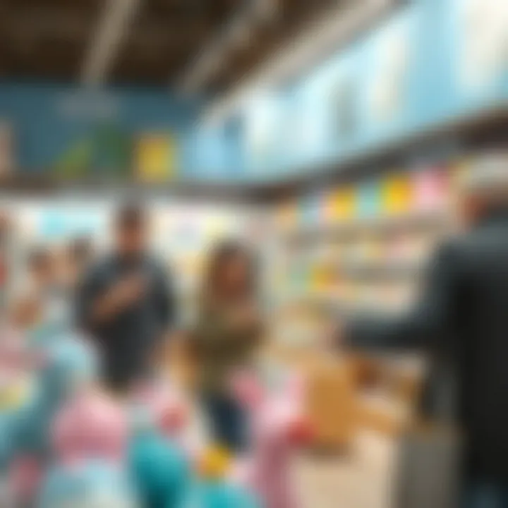 Parents exploring various baby products in a store at Akbatı