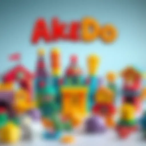 Colorful AkeDo toy set pieces displaying creativity