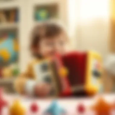 Child playing with an accordion toy, showing joy and engagement