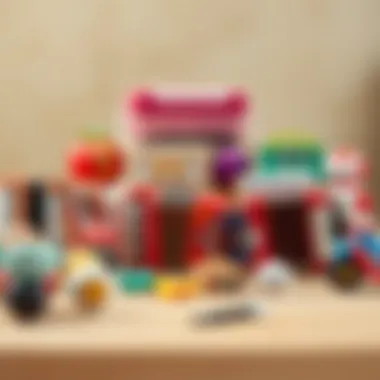 Different types of accordion toys arranged for selection