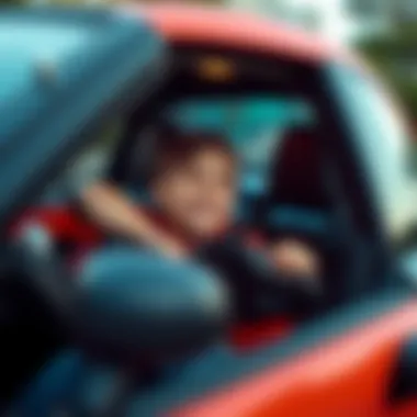 Child enjoying the thrill of driving an electric car