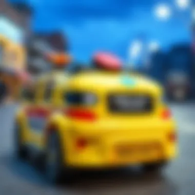 Close-up of an ambulance ride-on car showcasing its vibrant design and features.