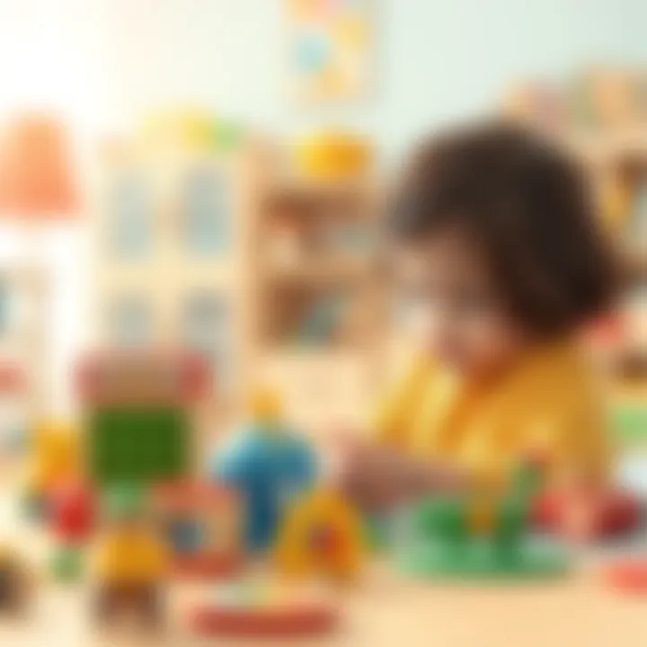 A thoughtful child engaging with educational toys.