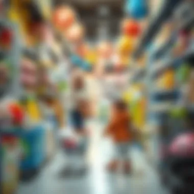 Parents shopping for baby items with a child