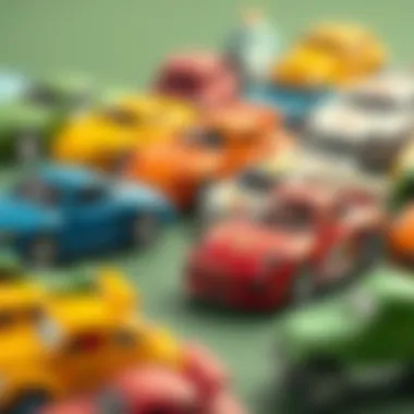 A collection of various toy cars showcasing different designs and colors.