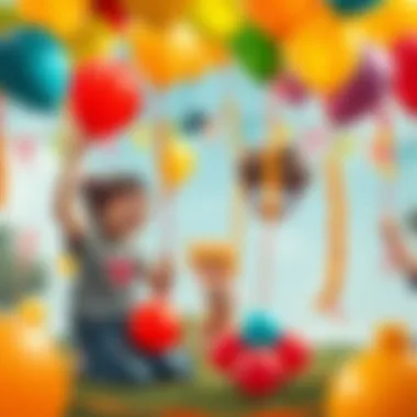 Children engaging in fun activities with balloon chains