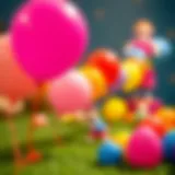 A colorful balloon chain set up for imaginative play