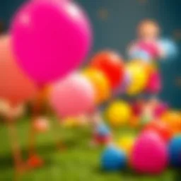 A colorful balloon chain set up for imaginative play