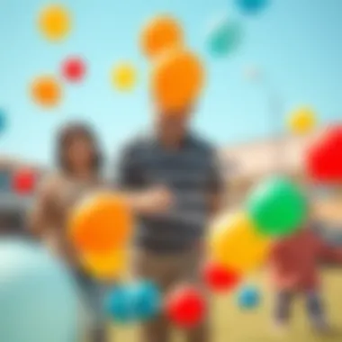Parents overseeing safe balloon chain play