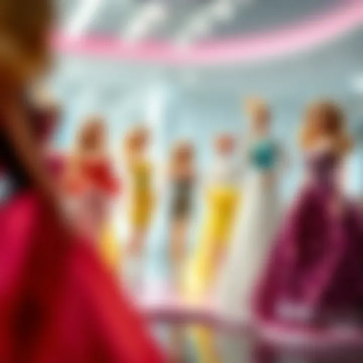 A historical timeline showcasing the evolution of Barbie's clothing