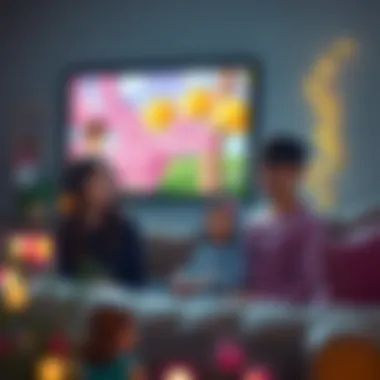 A parent watching a Barbie film with a child, emphasizing family viewing time.