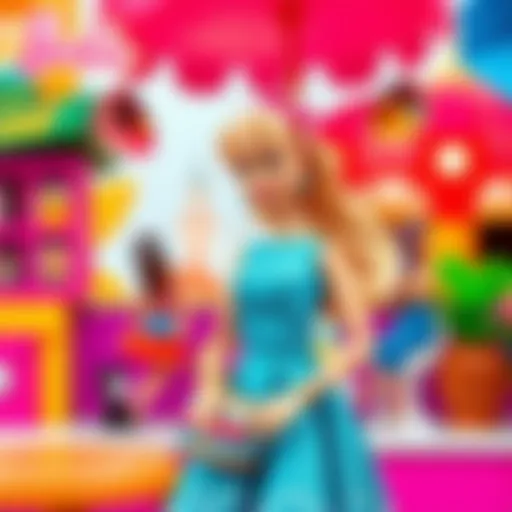 Colorful illustration of Barbie in a vibrant Istanbul setting