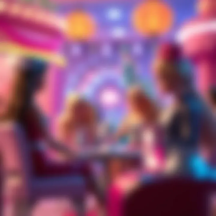 Latest Barbie Movie Scene A scene from the latest Barbie movie depicting vibrant animation