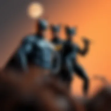 An artistic rendering of the evolution of Batman and Catwoman's relationship throughout the years.