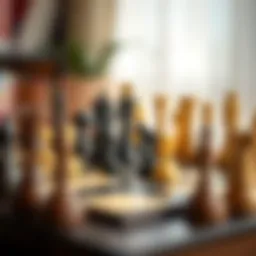 A chessboard with pieces arranged to highlight strategic positions