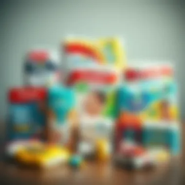 A variety of diaper brands displayed in an appealing arrangement