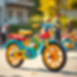 A colorful bicycle car designed for children