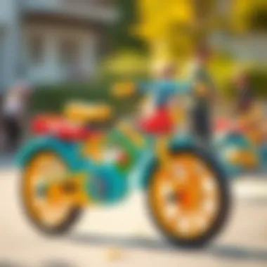 A colorful bicycle car designed for children