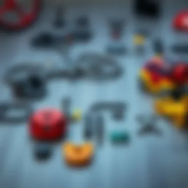 Bicycle safety gear with components laid out for analysis