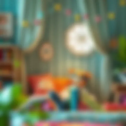 A cozy reading nook with colorful storybooks for toddlers