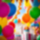 Colorful balloons and decorations for a birthday party