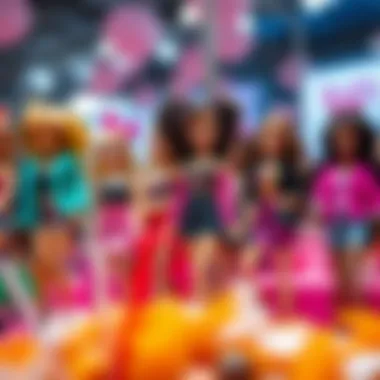 A display of Bratz dolls showcasing diverse fashion styles
