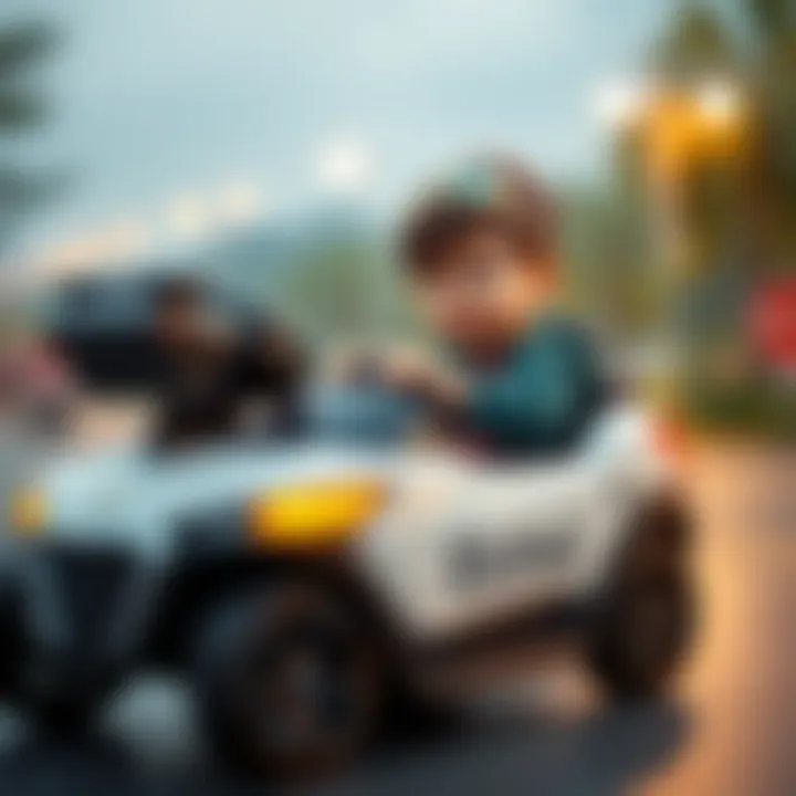 A child safely driving an electric car