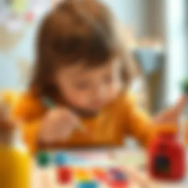 Child engaging in creative painting activity