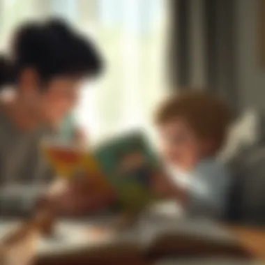 Parent-Child Reading Time Child engaging with a book and a parent