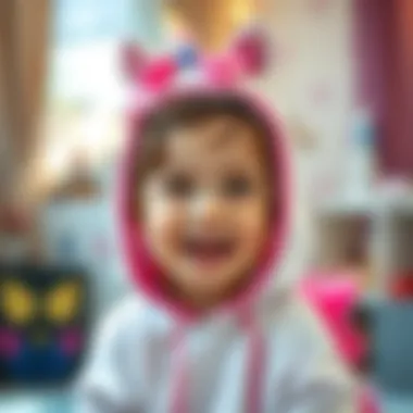 Child in a Unicorn Costume with Joyful Expression A child wearing a unicorn costume with joyful expression