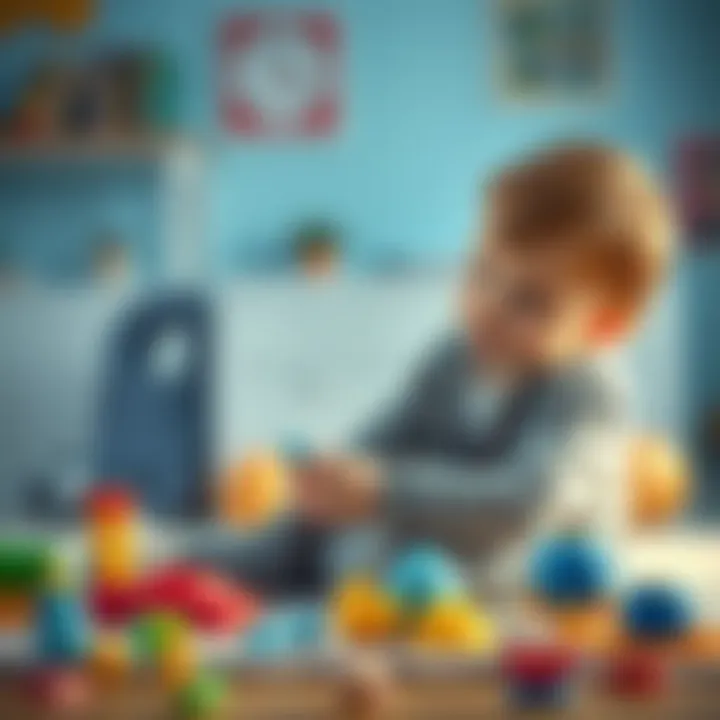 A child engaged in play with interactive learning tools