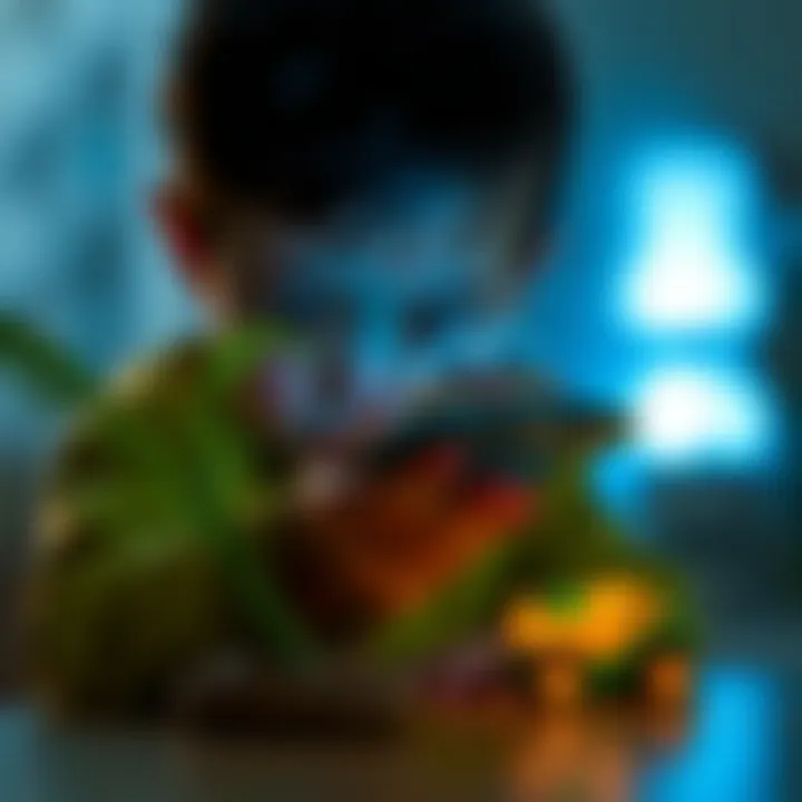 Child playing with a small UFO toy, igniting imagination