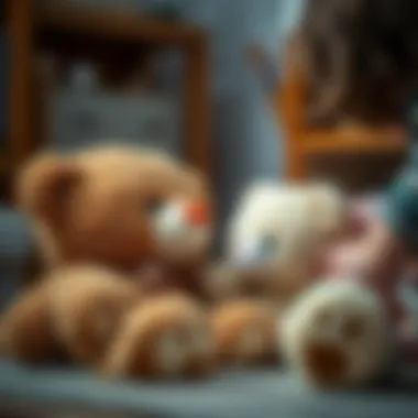 A child playing with a teddy bear, illustrating emotional connection.
