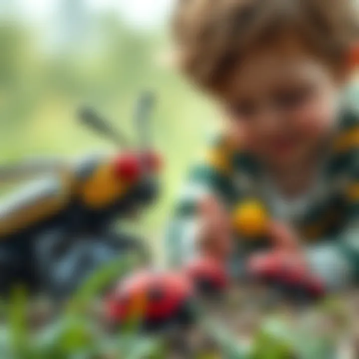 Child and Toy Bugs Child engaging with toy bugs, enhancing motor skills
