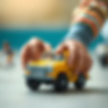 Developing Motor Skills through Play Close-up of a child’s hands pushing a miniature car.