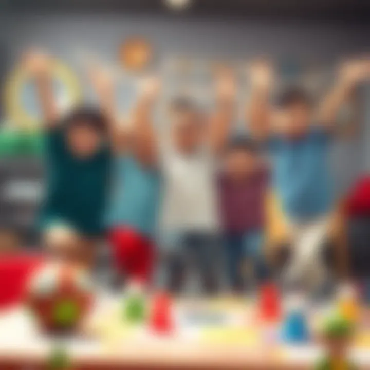 Group of children celebrating after playing nebuu game