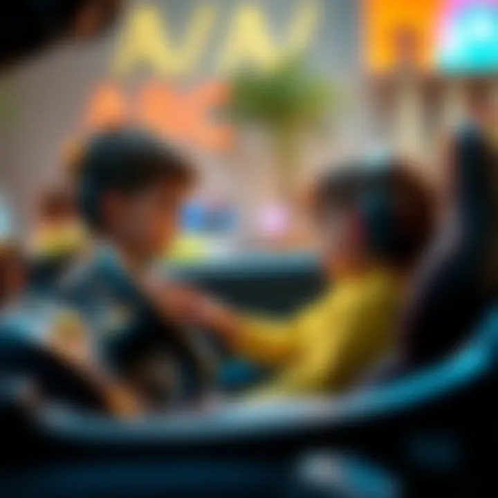 Children Immersed in Interactive Learning Children engaged in a personality car gaming experience