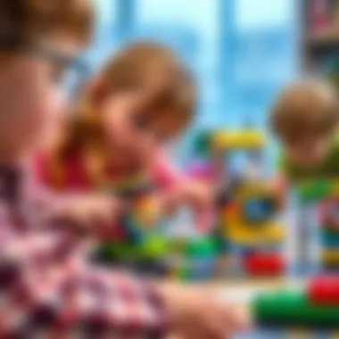 Children engaging in motorized Lego projects, enhancing collaboration