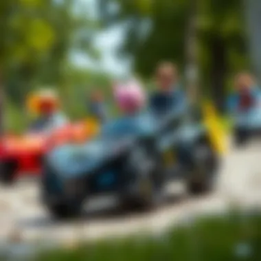 Children enjoying a fun day with their Batman cars outdoors.