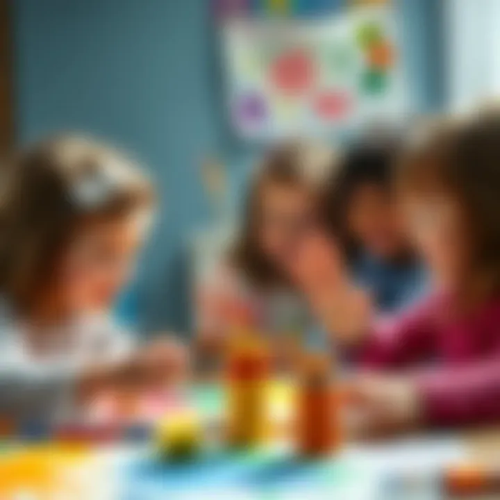 Children joyfully engaged in a group finger painting session