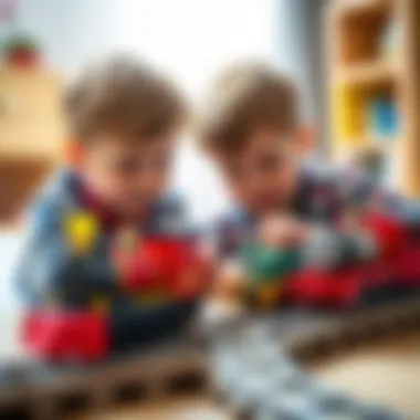 Children playing with magnetic train toys, inspiring creativity