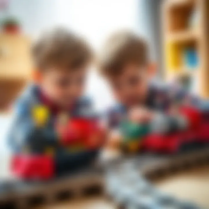 Children playing with magnetic train toys, inspiring creativity
