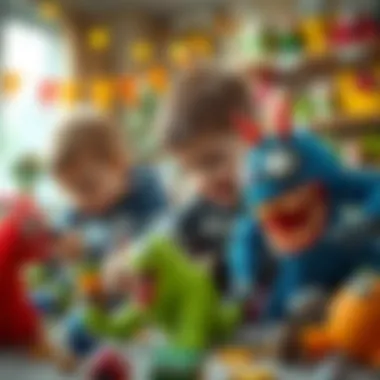 Engaging with Monster Toys Children playing with monster-themed toys