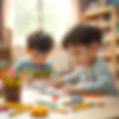 Children practicing writing