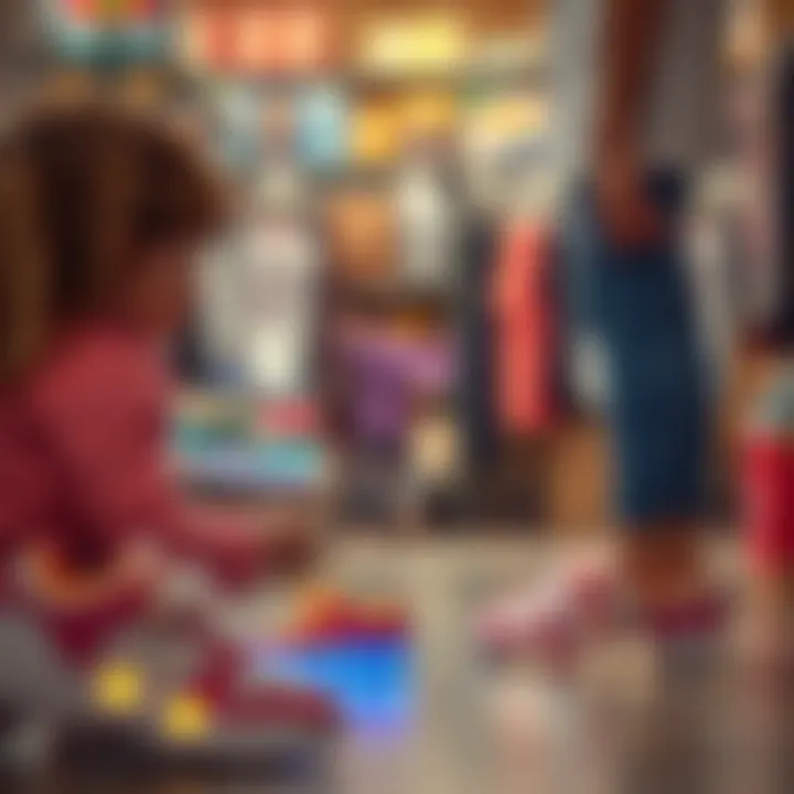 Parent selecting light-up sneakers for their child