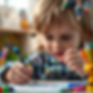 A close-up of a child using a popit pen decoration to express creativity while drawing