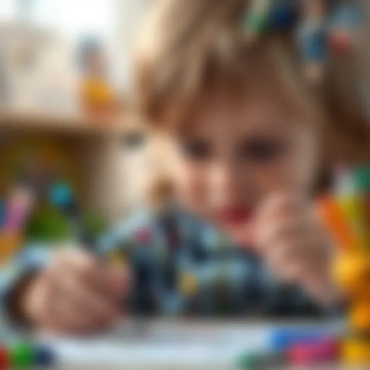 A close-up of a child using a popit pen decoration to express creativity while drawing
