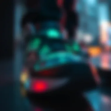 Close-up of light-up shoe technology