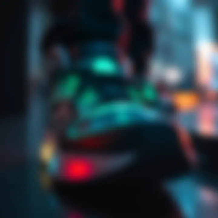 Close-up of light-up shoe technology